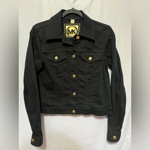 Michael Kors Women's Black Jean Jacket with Gold Accents